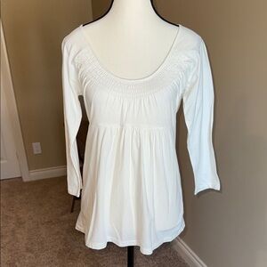 Joe Fresh Cream Smocked, Milkmaid 3/4 Sleeve Blouse